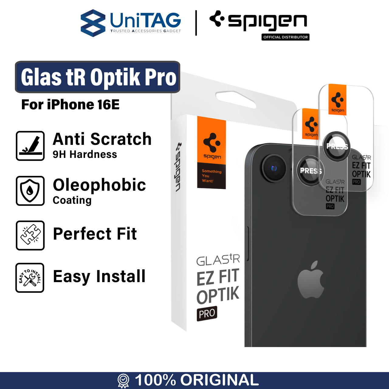 Camera Modul Lens Protector iPhone 16e 2025 Spigen Ez Fit Optik Pro Anti Gores Tempered Glass Clear