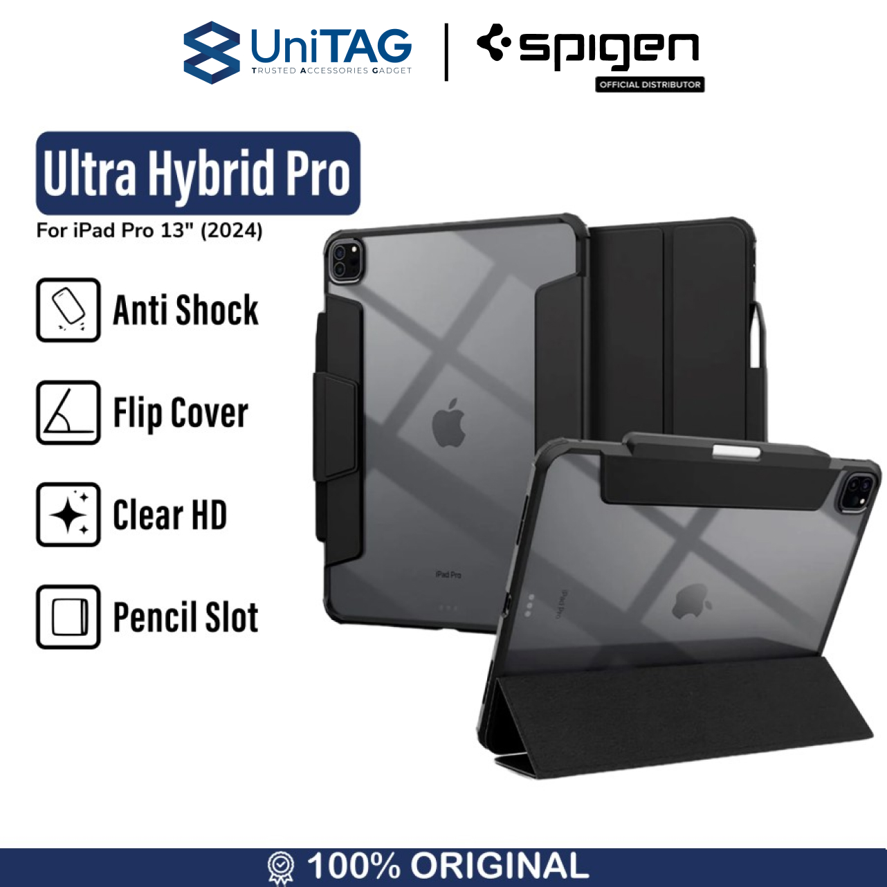 Case iPad Pro 13 M4 2024 Spigen Air Skin Pro Flip Cover Smart Casing