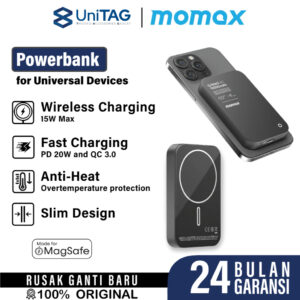 Powerbank Wireless Magsafe Fast Charging Type C MOMAX Slim Powerbank Magnetic 20000mAh 10000mAh 5000mAh PD 20 Watt