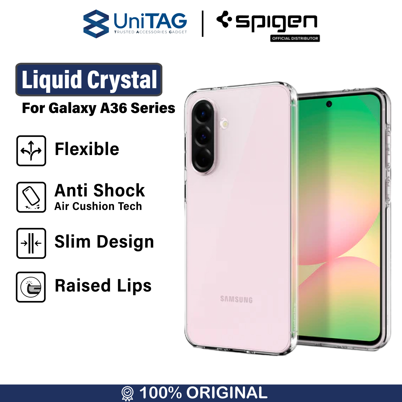 Case Samsung Galaxy A36 Spigen Liquid Crystal Softcase Clear TPU Transparan Casing