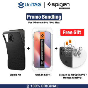 Bundling Spigen Case iPhone 16 Pro / 16 Pro Max Liquid Air Matte Soft Casing + Tempered Glas tR EZ Clear + HADIAH GRATIS