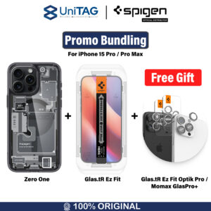 Bundling Spigen Case iPhone 15 Pro / 15 Pro Max Ultra Hybrid Zero One MagFit Casing + Tempered Glas tR EZ Clear + HADIAH GRATIS