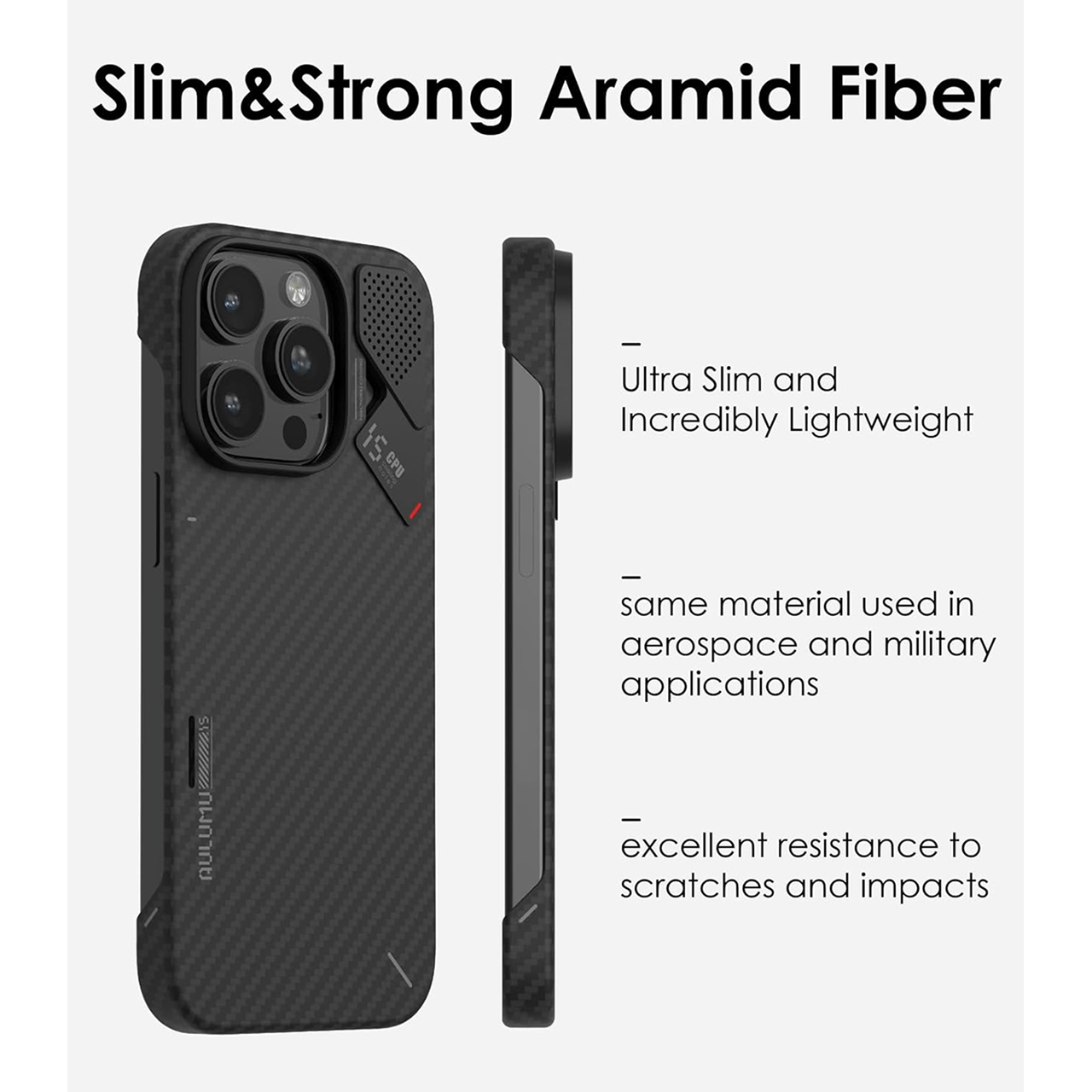 Case iPhone 15 Pro Max Aulumu Aramid Fiber Carbon MagSafe Cooling Pad Anti Shock Crack Hardcase - Gambar 2