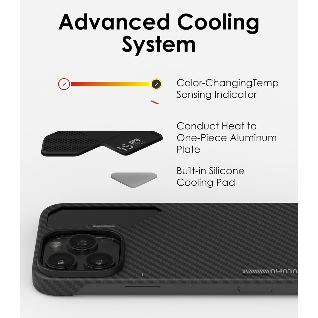 Case iPhone 15 Pro Max Aulumu Aramid Fiber Carbon MagSafe Cooling Pad Anti Shock Crack Hardcase - Gambar 4