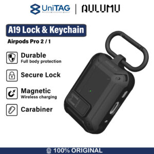 Case for Airpods Pro Gen 2 1 Aulumu Locked Armor Hard Cover Protective Casing with Keychain Carabiner