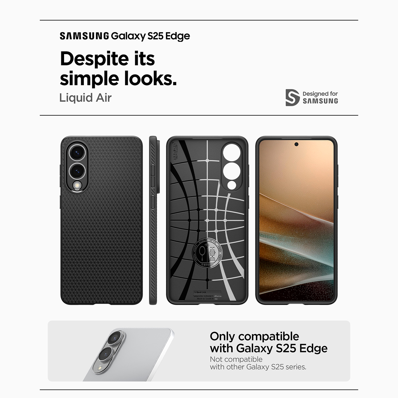 Case Samsung Galaxy S25 Edge Spigen Liquid Air Slim Anti Shock Crack Cover Softcase Matte Casing - Gambar 3