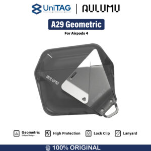 Case Airpods 4 Aulumu A29 Geometric Lanyard Lock Protective Cover Hybrid Casing