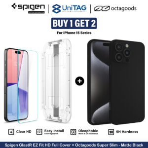 Tempered Glass iPhone 15 Pro Max Plus Spigen Glas tR EZ Fit Clear 9H