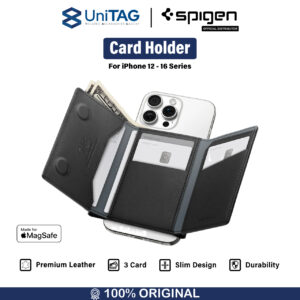 Card Holder Magnetic Spigen Valentinus MagFit Magsafe Leather Wallet Dompet Kartu Kulit