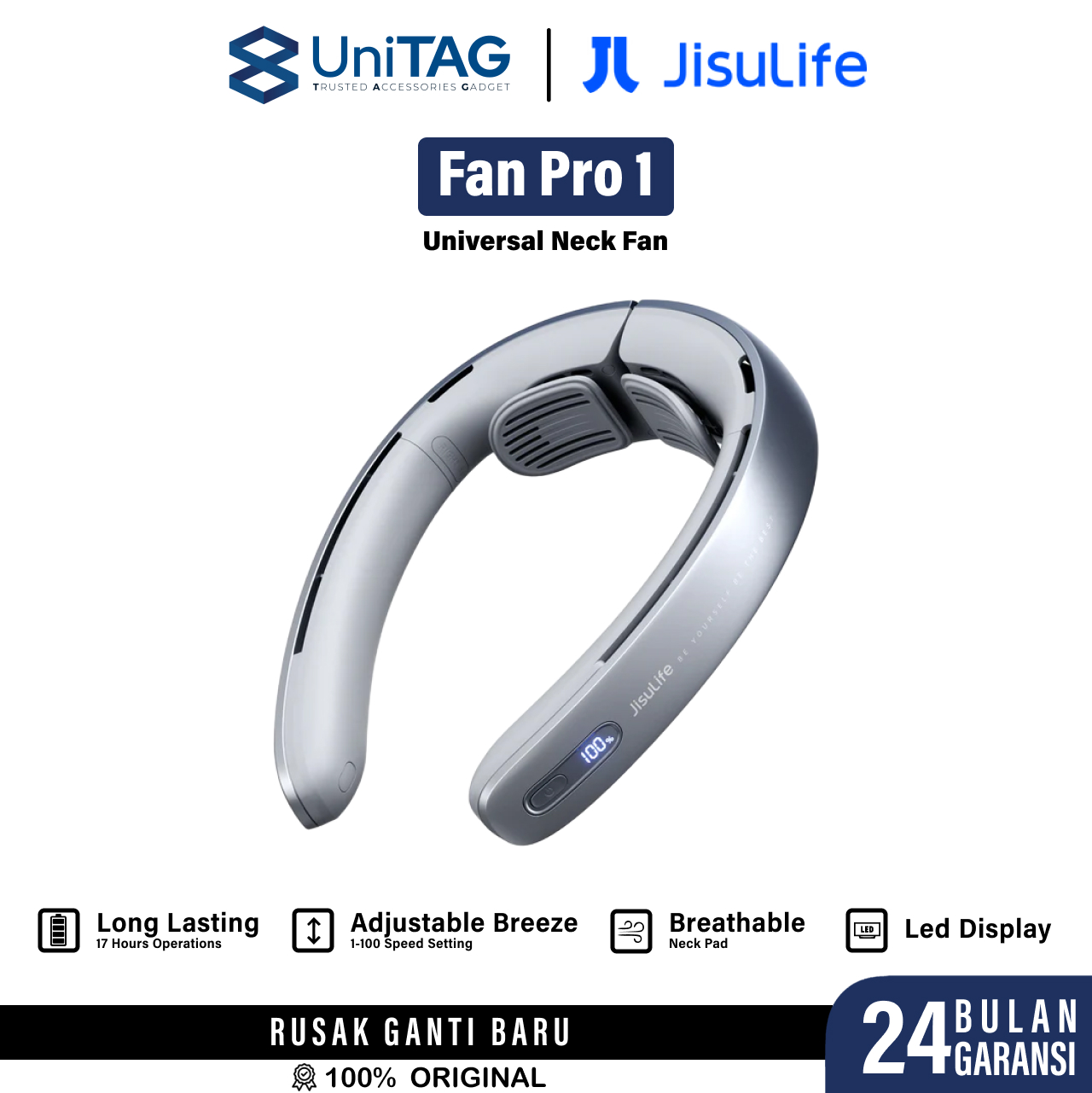 JISULIFE Kipas Angin Leher Neckfan Pro1 Gantung Portable USB 5000mAh