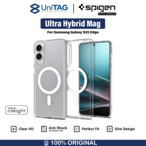 Case Samsung Galaxy S25 Edge Spigen Ultra Hybrid MagFit Magsafe Anti Shock Crack Clear Transparent Casing