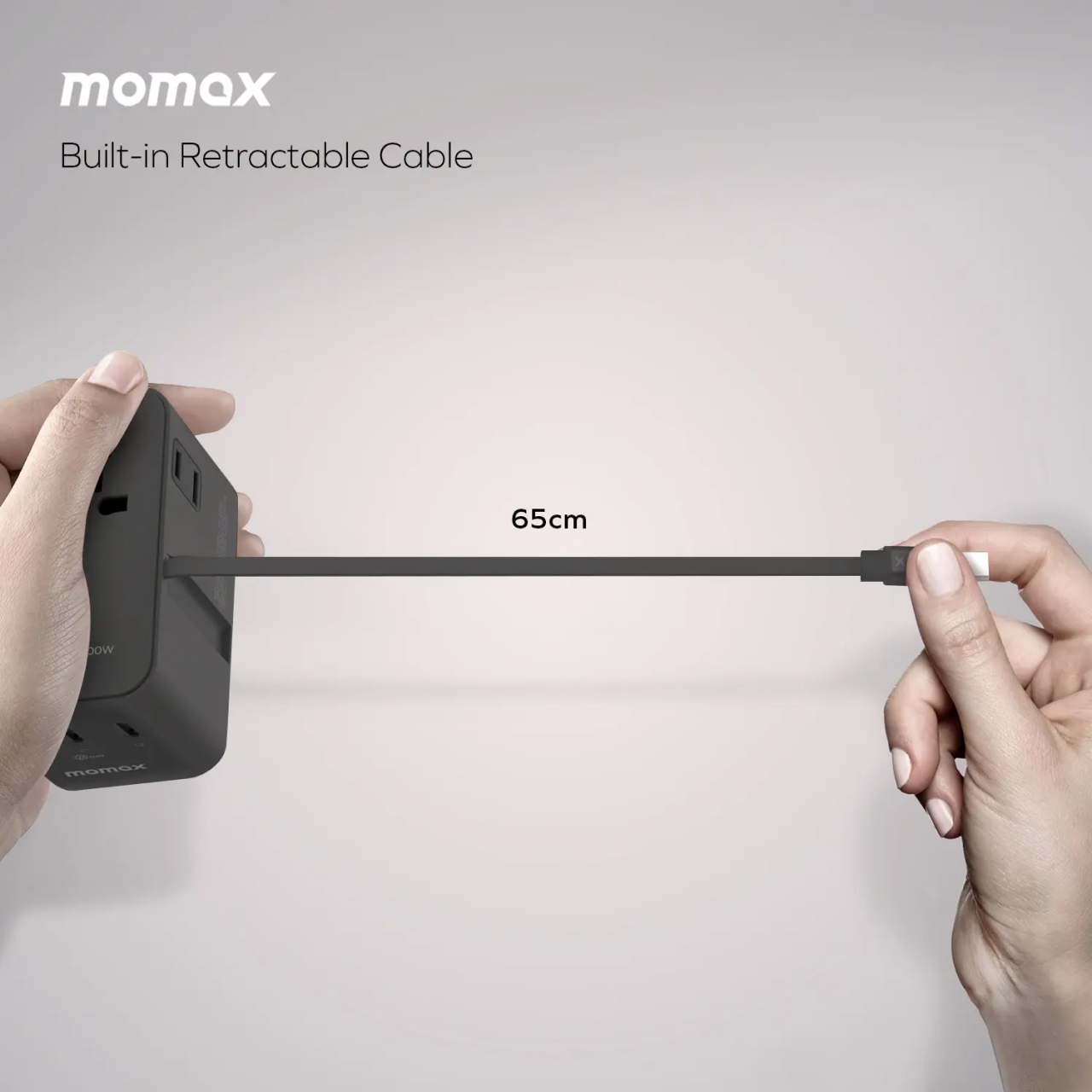 Momax Universal Travel Adaptor Mini Fast Charging 1-World 20W 35W 70W 100W QC PD GaN Built-in Cable Type C - Gambar 5
