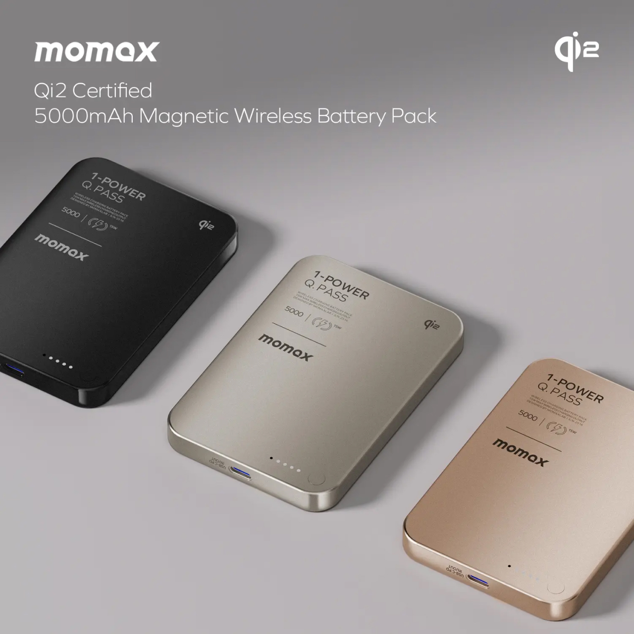 Momax Magsafe Powerbank Wireless for iPhone Fast Charging Qi2 5000mAh 1-Power Q.Pass - Gambar 5