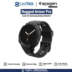 Strap Case For Samsung Galaxy Watch 8 46mm 44mm 40mm Spigen Rugged Armor Pro Black Rubber Silicone Softcase