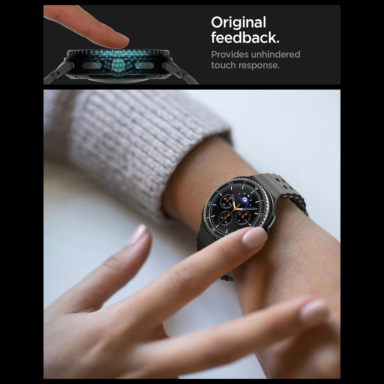 Tempered Glass for Samsung Galaxy Watch 8 46/44/40mm Spigen Glas.tR Ez Fit 9H Clear Anti Scratch - Gambar 3