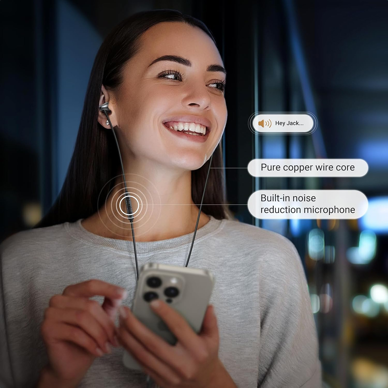 UGREEN Headset Kabel Earphone Wired In-Ear with USB Type C Connector 3.5mm Plug Clear Audio - Gambar 6