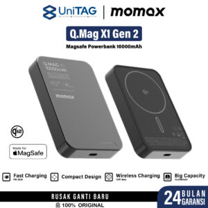 Momax Powerbank Magsafe 10000mAh Qi2 Wireless 15W PD 20W Slim Power Bank Fast Charging Type C