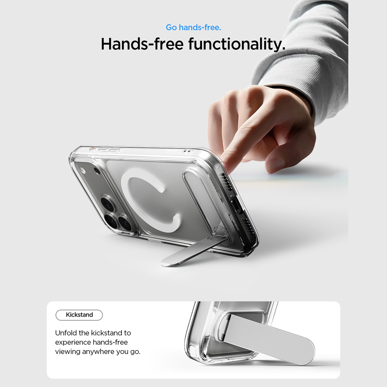 Case for iPhone 17 Air Pro Max Spigen Ultra Hybrid S Magsafe Magfit Stand Anti Shock Clear White - Gambar 4