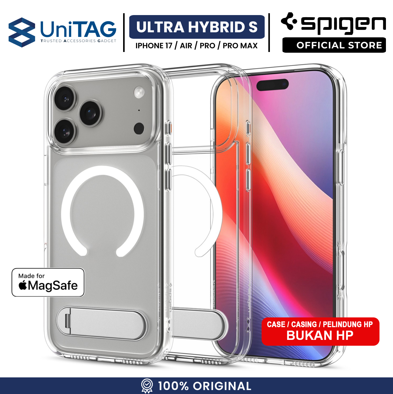 Case for iPhone 17 Air Pro Max Spigen Ultra Hybrid S Magsafe Magfit Stand Anti Shock Clear White