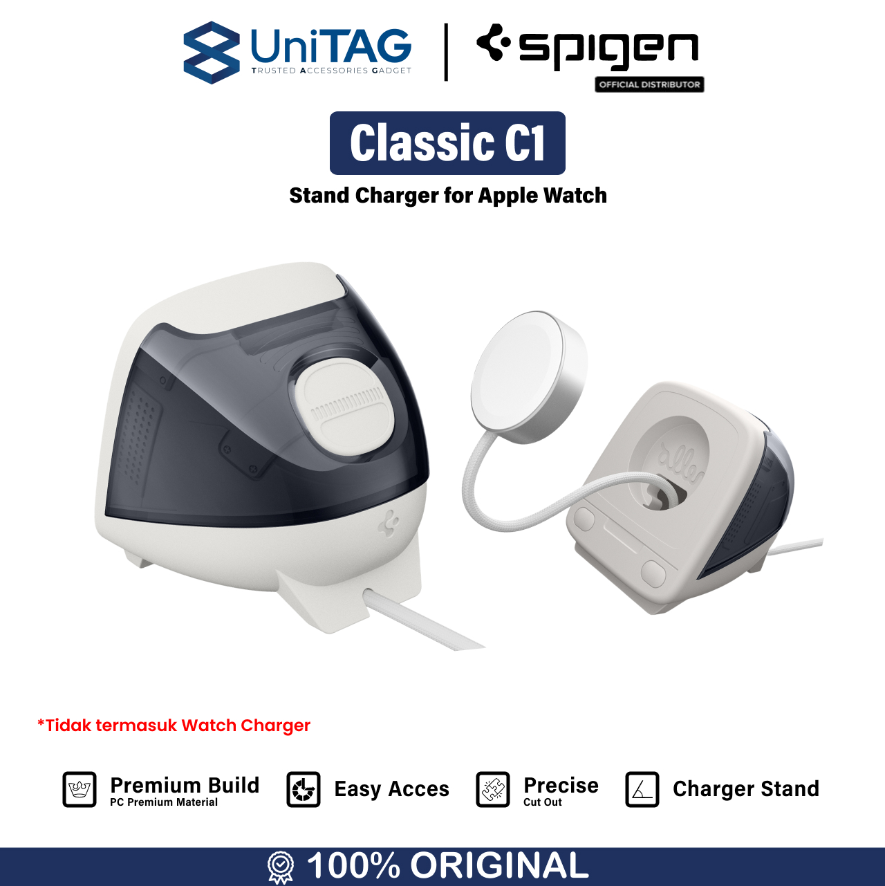 Stand Charger Dock Apple Watch Spigen Classic C1 Wireless Charger iWatch Ultra 2/1 Series 10/9/8/SE2/7/6/SE/5/4