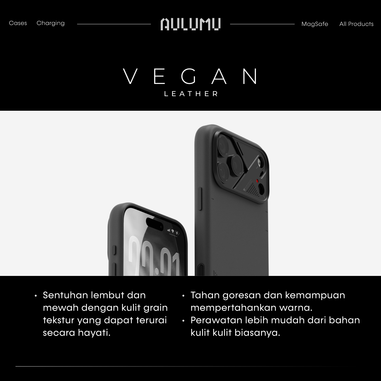 Case for iPhone 17 Pro Max Aulumu Vegan Leather MagSafe Casing Kulit Hybrid - Gambar 2