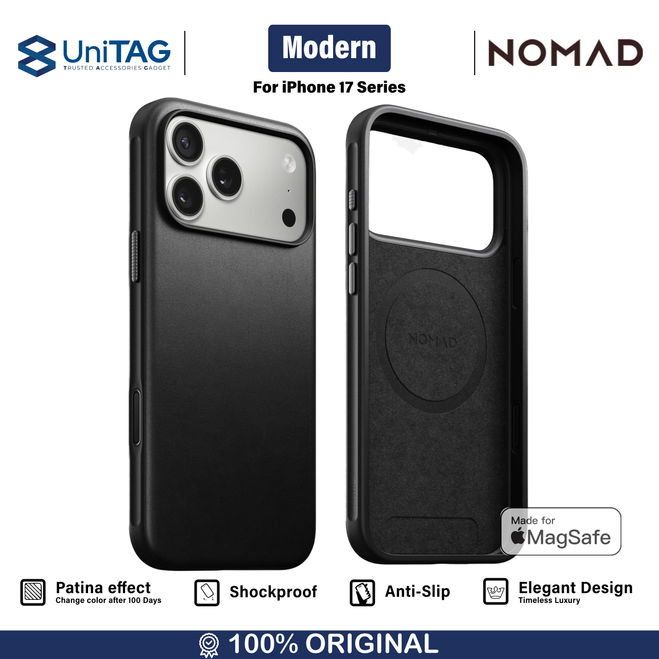 Case for iPhone 17 Pro Max Nomad Modern Leather Horween Case Magsafe