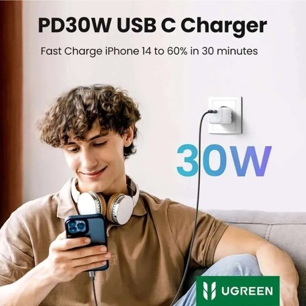 UGREEN Kepala Charger GaN N Series Mini 30W for iPhone 17 16 15 Air Pro Max Plus PD USB Type C Fast Charging - Gambar 5