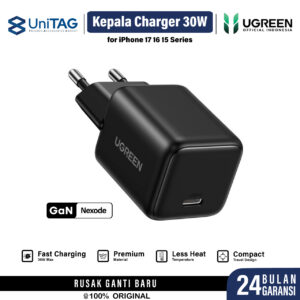 UGREEN Kepala Charger GaN N Series Mini 30W for iPhone 17 16 15 Air Pro Max Plus PD USB Type C Fast Charging
