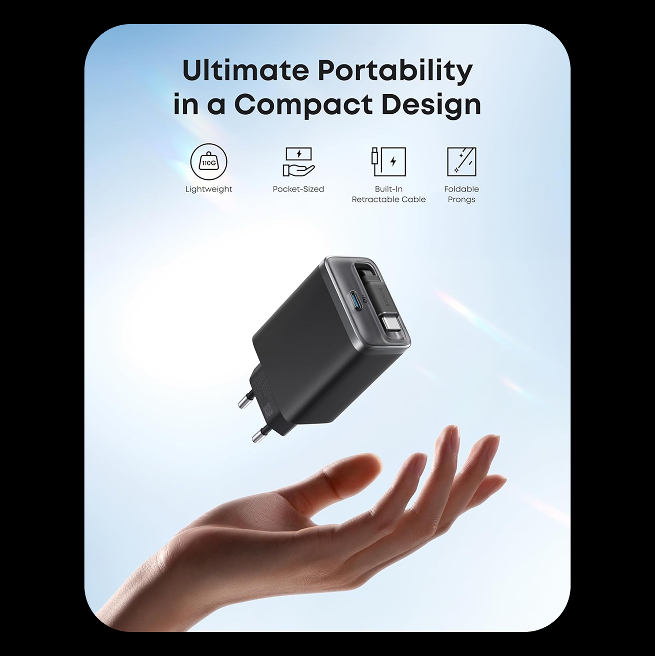 ANKER Kepala Charger Nano 35W USB C with Built-in Retractable Cable PD Charger 2 Port for iPhone Samsung iPad MacBook Pro Air - Gambar 3