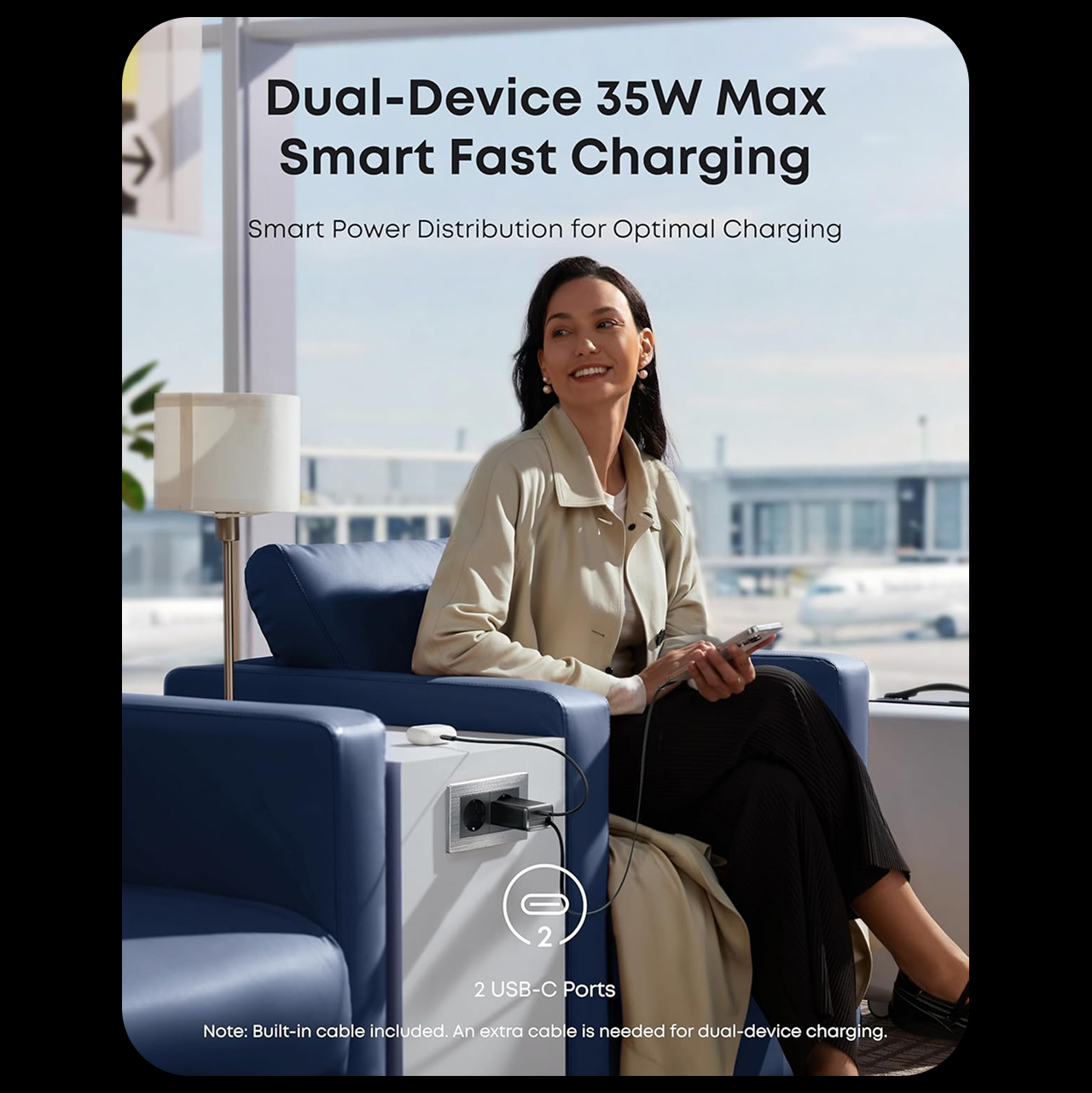 ANKER Kepala Charger Nano 35W USB C with Built-in Retractable Cable PD Charger 2 Port for iPhone Samsung iPad MacBook Pro Air - Gambar 5